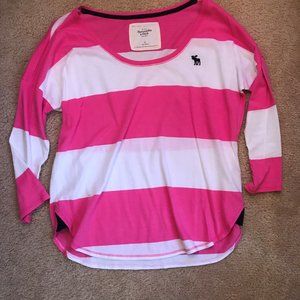Abercrombie & Fitch pink and white striped top